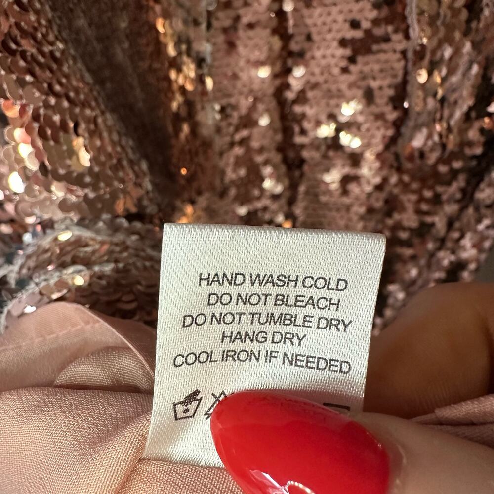 Lovers + Friends Knoll Mini Dress Rose Pink Sequins Strapless Bodycon Size S NWT - Picture 4 of 10